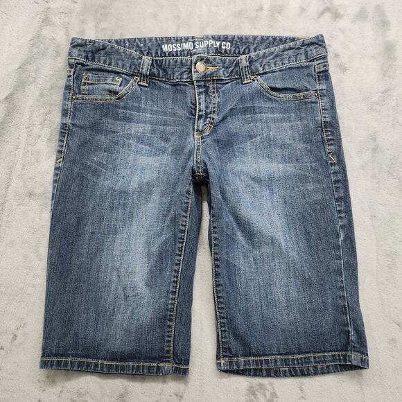 Mossimo Supply Co Shorts Womens 13 Juniors Blue Low Rise Bermuda Fit 6 Stretch - Picture 1 of 10